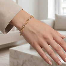 Load image into Gallery viewer, 14k Two-Tone Gold 4.5mm Ribbed Oval &amp; Polished Rings Link Bracelet, 7.25 Inch
