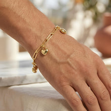Load image into Gallery viewer, 14k Yellow Gold Puffed Heart Charm 4.5mm Paperclip Link Bracelet, 7.25 Inch
