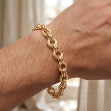 Load image into Gallery viewer, 14k Yellow Gold 11.8mm Double Round Cable Link Bracelet, 8 Inch
