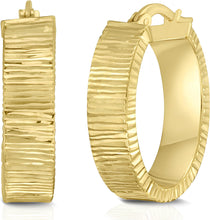 Load image into Gallery viewer, 14k Yellow Gold Ribbed Hoop Earrings
