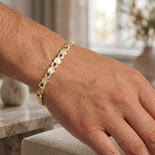 Load image into Gallery viewer, 14k Two-Tone Gold 4mm Fancy Stampato Link Bracelet, 7.25 Inch
