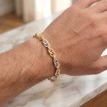 Load image into Gallery viewer, 14k Two-Tone Gold 6mm Polished &amp; Diamond Cut Interlocking Oval Link Bracelet, 7.5 Inch
