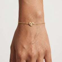 Load image into Gallery viewer, 14k Yellow Gold 6mm Mini Heart Charm Link Bracelet, Adjustable 6.5" - 7 Inch
