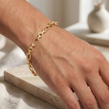 Load image into Gallery viewer, 14k Yellow Gold 6.3mm Faceted &amp; Polished Alternating Oval &amp; Paperclip Link Bracelet, 7.5 Inch
