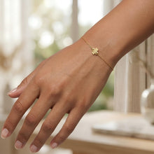 Load image into Gallery viewer, 14k Yellow Gold 7mm Mini Clover Charm Link Bracelet, Adjustable 6.25" - 7 Inch

