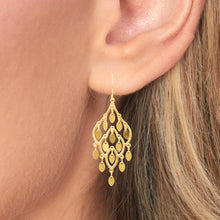 Load image into Gallery viewer, 10k Yellow Gold 37mm Chandelier of Leaves Earrings

