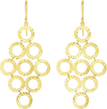 Load image into Gallery viewer, 14k Yellow Gold 48mm Diamond Cut Circles Chandelier Earrings
