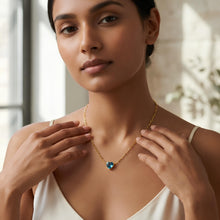 Load image into Gallery viewer, Floreo 14k Yellow Gold Paperclip Chain Heart Gemstone Necklace 18 Inch
