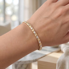 Load image into Gallery viewer, 14k Two-Tone Gold 3.5mm Satin Stampato Link Bracelet, 7.25 Inch
