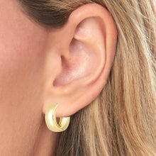 Load image into Gallery viewer, 14k Yellow Gold or White Gold 15mm x 5mm Polished Huggie Earrings
