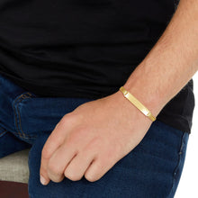 Load image into Gallery viewer, 10k Yellow Gold 6mm Solid Curb Personalized Engraved Name Bar Custom ID Link Bracelet
