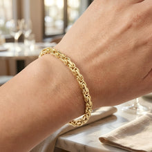 Load image into Gallery viewer, Italian 14k Yellow Gold 5mm Byzantine Link Bracelet, 8 Inch
