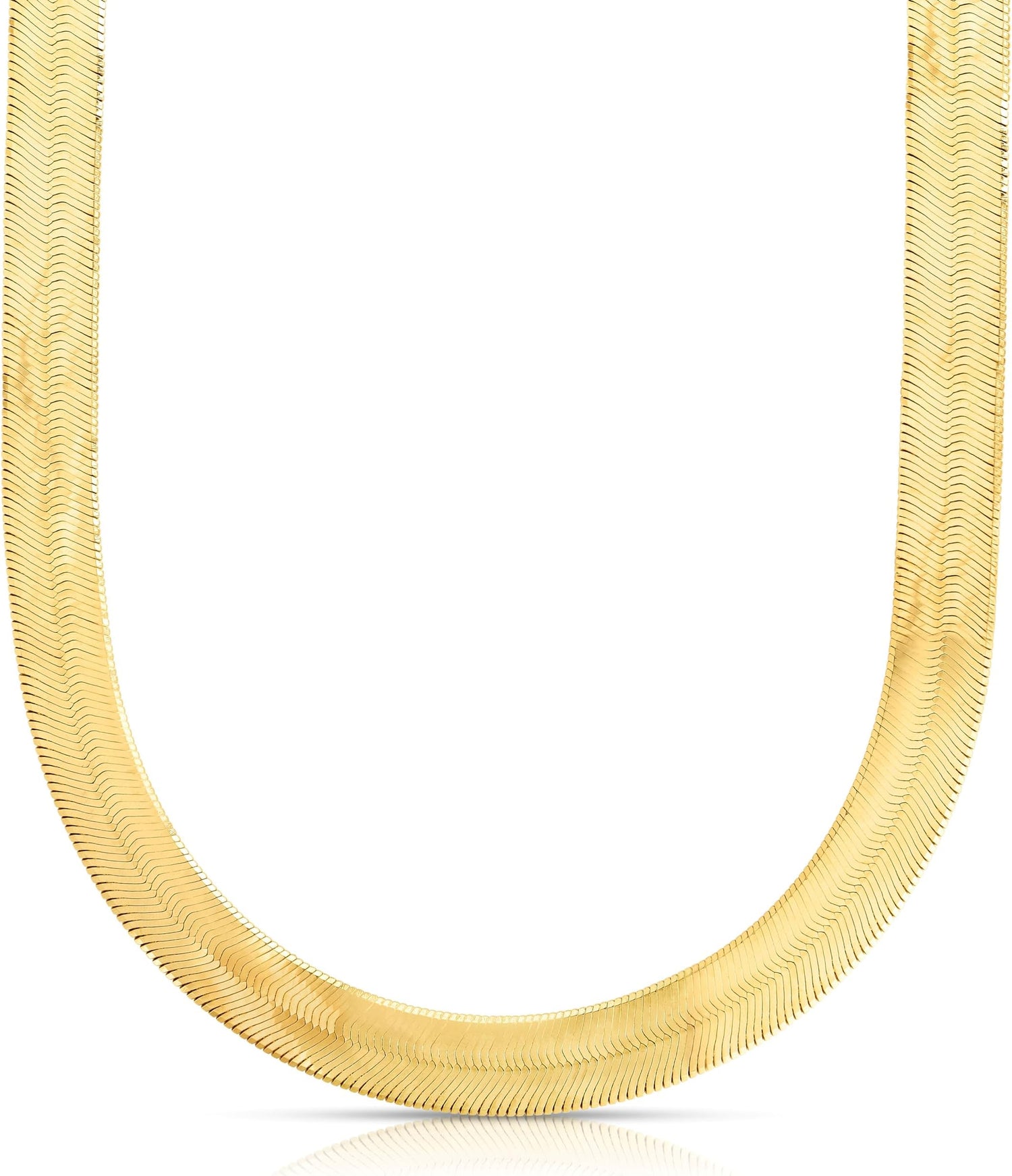 10k Yellow Gold 18mm Silky Herringbone Chain Necklace - 16 inch