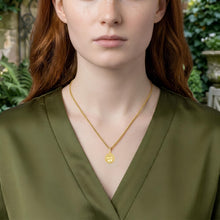 Load image into Gallery viewer, Italian 14k Yellow Gold 15mm Radiant Clover Medallion Charm Pendant with Optional Necklace, 16-17-18 Inch
