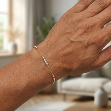 Load image into Gallery viewer, 14k Tri-Color Gold 2.1mm Bead Station Link Bracelet, 7.25 Inch
