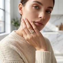 Load image into Gallery viewer, 10k Two-Tone Yellow Gold and White Gold 8.5mm Personalized A-Z Initial Cursive Letter Ring, Sizes 3 - 10
