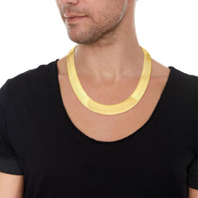 Load image into Gallery viewer, 10k Yellow Gold 18mm Silky Herringbone Chain Necklace - 16 inch
