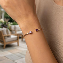 Load image into Gallery viewer, Italian 14k Yellow Gold 4mm Natural Garnet Gemstone Candy Bangle Charm Bracelet
