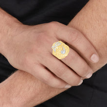 Load image into Gallery viewer, 10k Yellow Gold 25mm Jesus Face Two-Tone CZ Openwork Men&#39;s Ring, Sizes 5 - 13
