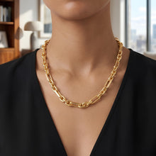 Load image into Gallery viewer, 14k Yellow Gold 9.3mm Lite Paperclip Figaro with Oval Link Chain Necklace 18 Inch

