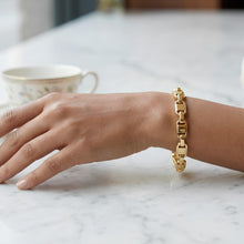 Load image into Gallery viewer, Italian 14k Yellow Gold Alternating Mariner Link Bracelet, 8.25 Inch

