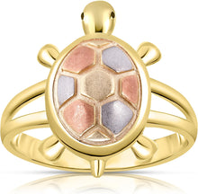 Load image into Gallery viewer, 10k Yellow Gold Tri-Color Turtle Women's Ring
