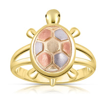 Load image into Gallery viewer, 10k Yellow Gold Tri-Color Turtle Women&#39;s Ring
