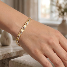 Load image into Gallery viewer, 14k Two-Tone Gold 4mm Fancy Stampato Link Bracelet, 7.25 Inch
