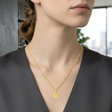 Load image into Gallery viewer, Italian 14k Yellow Gold 12mm First Holy Communion Medallion Religious Charm Pendant with Optional Necklace,  16-17-18 Inch
