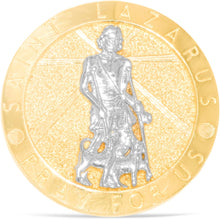 Load image into Gallery viewer, 10k Yellow Gold 24mm St. Lazarus Pray For Us Catholic Saint Religious Medallion Men&#39;s Ring, Sizes 5-13
