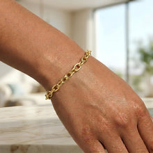Load image into Gallery viewer, 14k Yellow Gold Oversized Charm Lock 5mm Rolo Link Bracelet, 7 Inch
