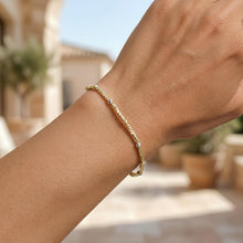 Load image into Gallery viewer, 14k Two-Tone Gold 1.7mm Faceted Bar &amp; Bead Link Bracelet, 7.25 Inch

