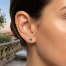 Load image into Gallery viewer, 14k Yellow Gold 5mm Round Birthstone Stud Earrings (Garnet, Amethyst, Aquamarine, White Topaz, Emerald, Moonstone, Ruby, Peridot, Blue Sapphire, Pink Sapphire, Citrine, Sky Blue Topaz)
