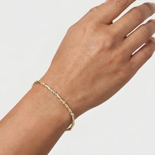 Load image into Gallery viewer, 14k Two-Tone Gold 1.7mm Faceted Bar and Bead Link Bracelet, 7.25 Inch
