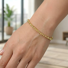 Load image into Gallery viewer, 14k Yellow Gold 2.2mm, 3mm or 4mm Diamond Cut Bead Link Bracelet, Adjustable 6.25" - 7.5 Inch
