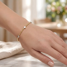 Load image into Gallery viewer, 14k Two-Tone Gold 5.4mm Heart Station 1.9mm Bead Link Bracelet, 7 Inch
