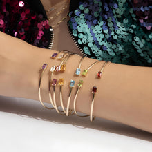 Load image into Gallery viewer, Italian 14k Yellow Gold 4mm Natural Garnet Gemstone Candy Bangle Charm Bracelet
