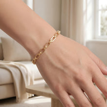Load image into Gallery viewer, 14k Yellow Gold 5.6mm Alternating Paperclip &amp; Oval Rings Link Bracelet, 7.5 Inch
