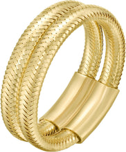 Load image into Gallery viewer, Italian 14k Yellow Gold Double Row Stretchable Mesh Ring
