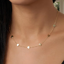 Load image into Gallery viewer, 14k Yellow Gold Heart Station 1.2mm Adjustable Chain Friendship Necklace, 16 to 26 Inch
