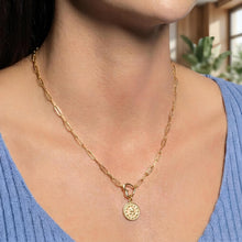 Load image into Gallery viewer, 14k Yellow Gold Heart Push Lock for Charms and Pendants 3.4mm Paperclip Chain Necklace, 18 Inch
