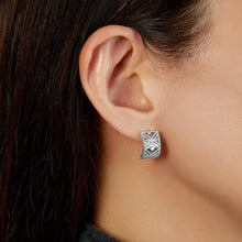 Load image into Gallery viewer, Italian .02cttw Diamond 14k Yellow Gold or White Gold 14.8mm Beaded Half Hoop Stud Earrings

