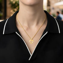 Load image into Gallery viewer, Italian 14k Two-Tone Gold 17.5mm Reversible Radiant Open Heart Charm Pendant with Optional Necklace,  16-18 Inch
