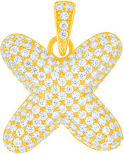 Load image into Gallery viewer, 10k Yellow Gold 0.5&quot; Pave CZ Personalized Bubble Alphabet Letter A - Z Initial Charm Pendant with optional Chain Necklace
