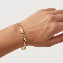 Load image into Gallery viewer, 14k Yellow Gold 3.5mm Greek Key Link Bracelet, 7.25 Inch
