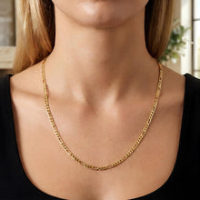 Load image into Gallery viewer, 14k Yellow Gold or White Gold 3mm Solid Figaro Chain Necklace
