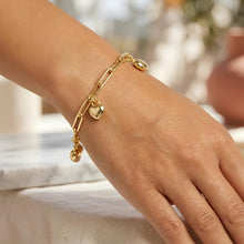 Load image into Gallery viewer, 14k Yellow Gold Puffed Heart Charm 4.5mm Paperclip Link Bracelet, 7.25 Inch
