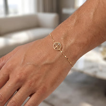 Load image into Gallery viewer, 14k Yellow Gold 7.9mm Tree of Life Charm Link Bracelet, 7 Inch
