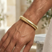 Load image into Gallery viewer, 14k Yellow Gold 5.5mm or 9mm Ribbed Tubogas Bangle Bracelet

