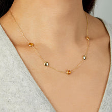 Load image into Gallery viewer, 14k Yellow Gold 6.4mm Natural Gemstone Pebble Charm Adjustable Chain Necklace, 17 Inch-18" (Blue Topaz, Amethyst, Peridot, Garnet or Citrine)
